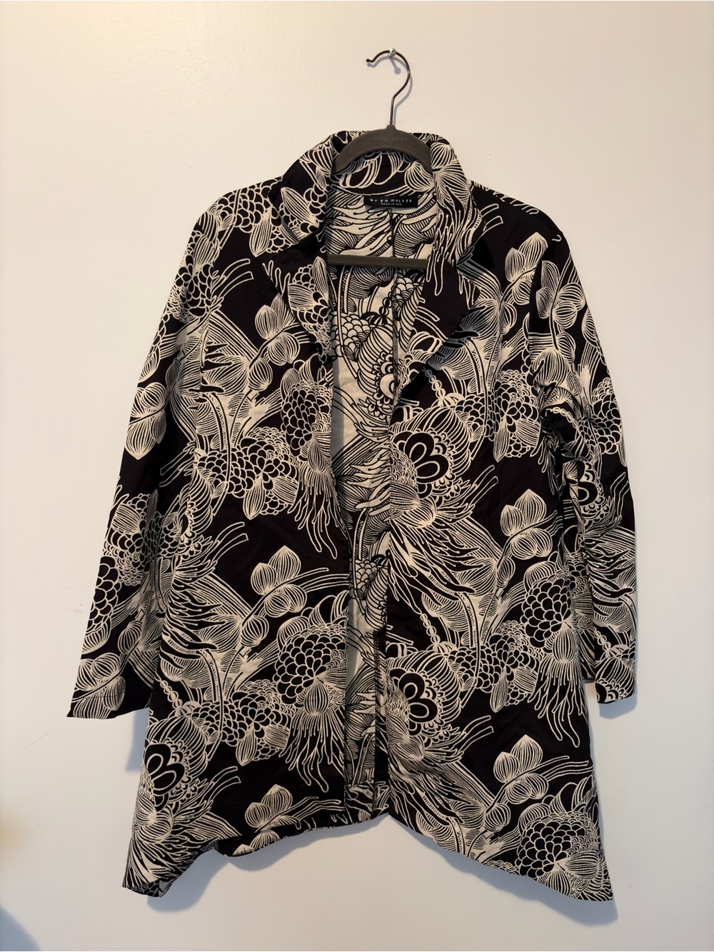 BRYN WALKER Black-White Print Cotton Jacket - Small